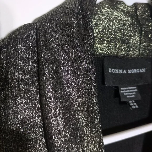 Donna Morgan Mini Shimmer Dress Womens 6 Gold Fitting Cocktail Party Evening - Picture 10 of 12